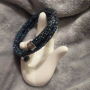Swarovski Crystal Dust Encrusted Double Blue Tone Bracelet, excellent cond.